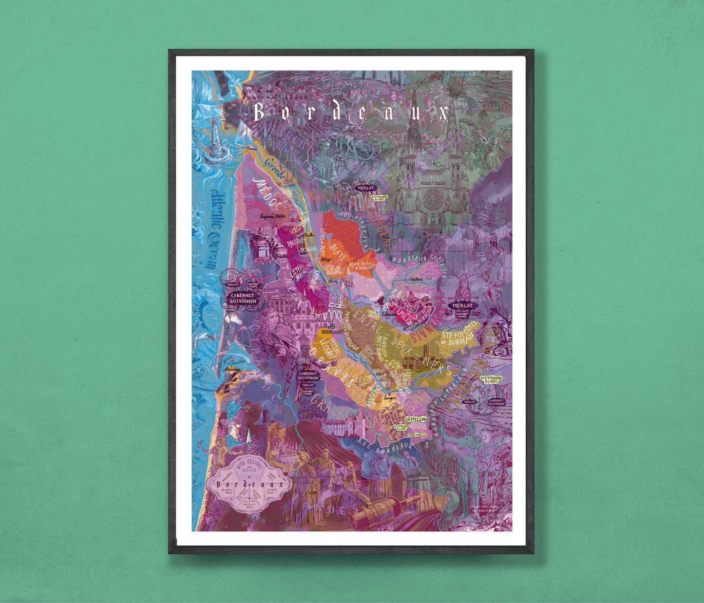 Poster - Bordeaux Wine Map