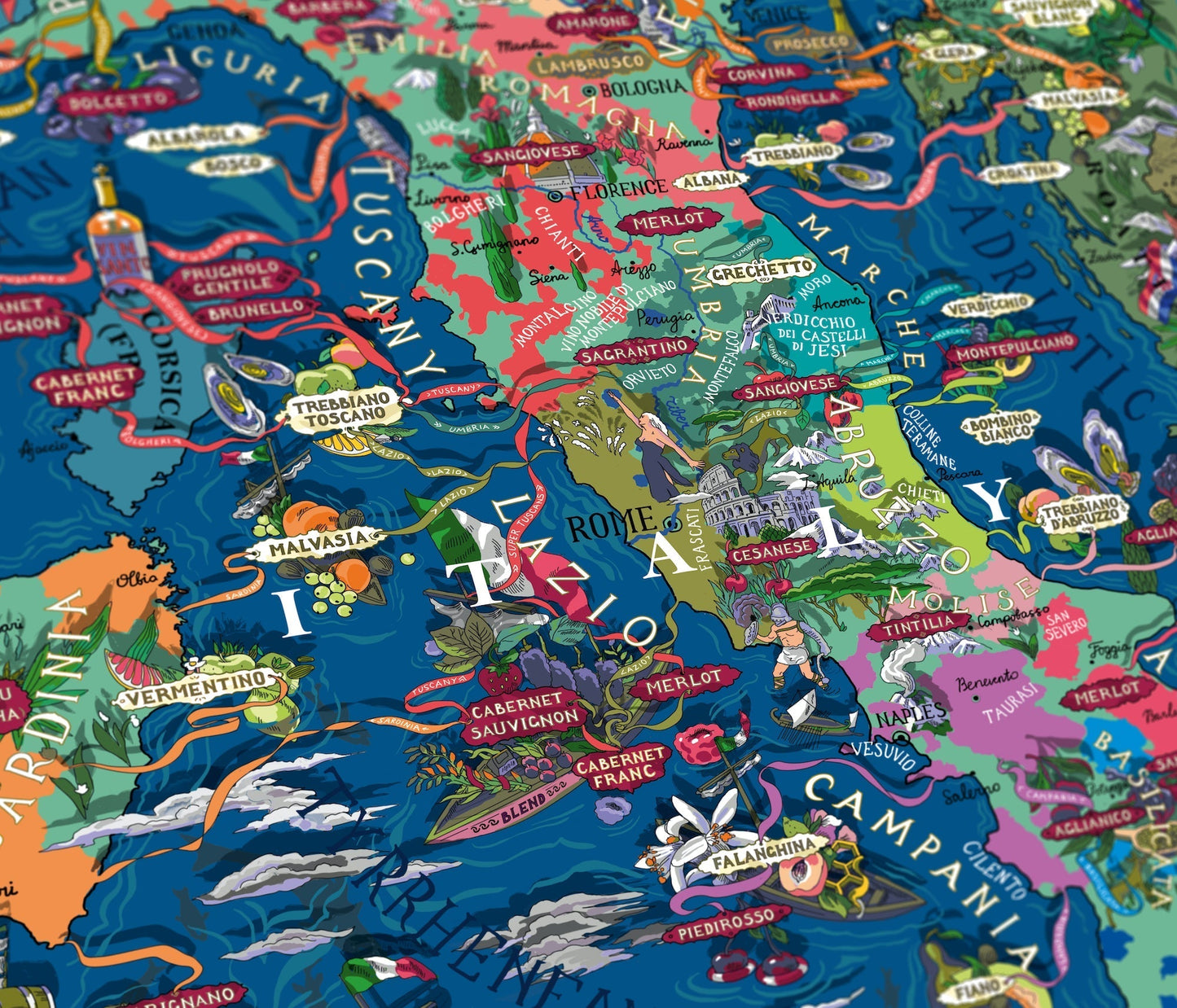 Poster - Italy Wine Map