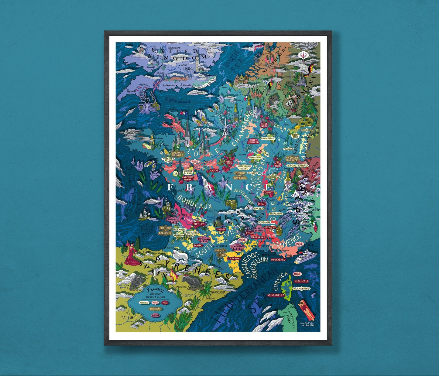 Poster - France Wine Map