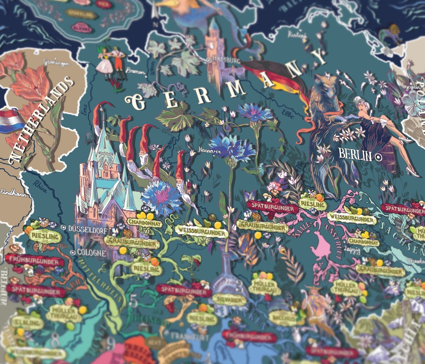 Poster - Germany Wine Map